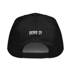 Send It Snacks 5-panel cap, black, back view