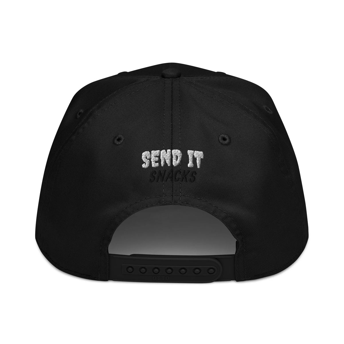 Send It Snacks 5-panel cap, black, back view