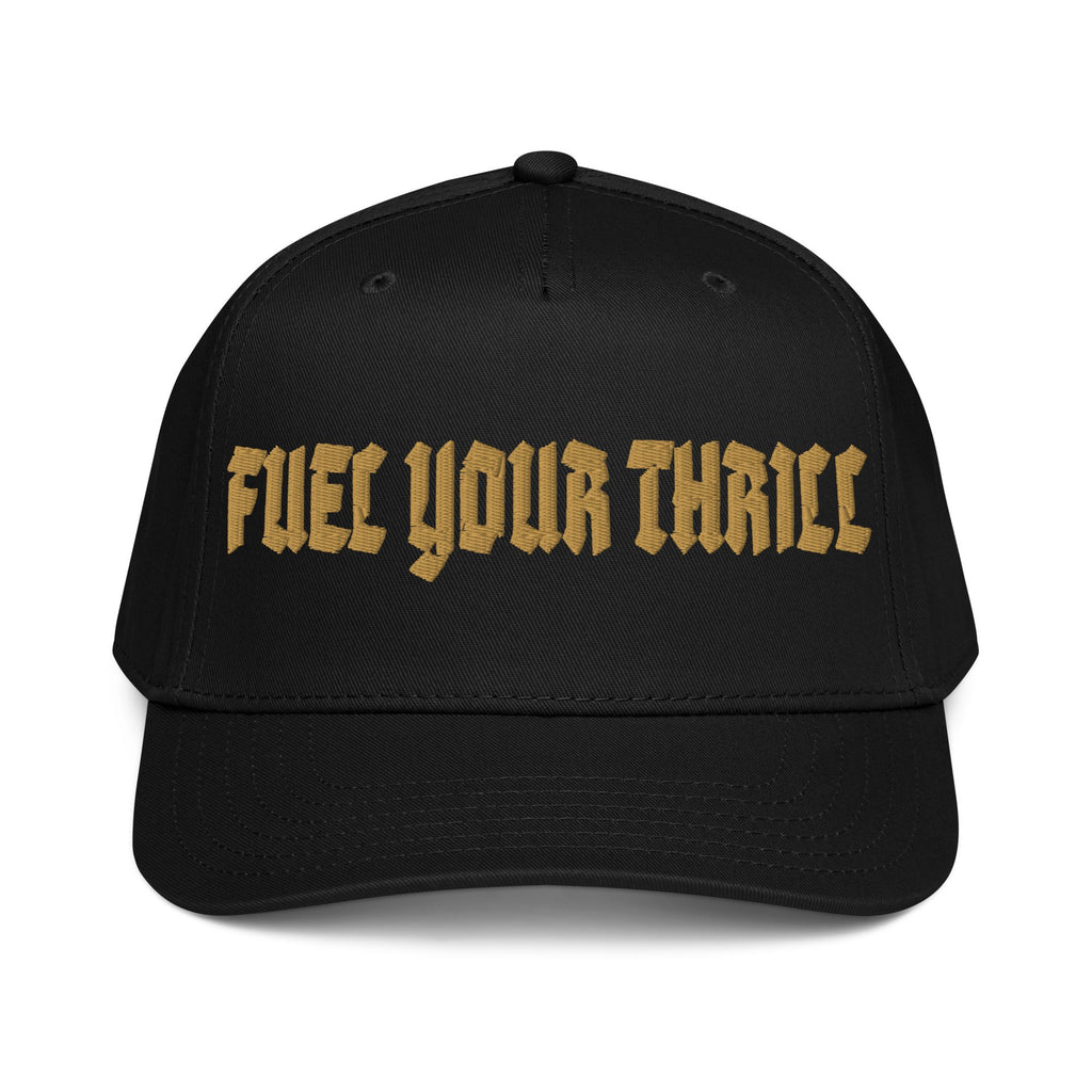 Send It Snacks 5-panel cap, black, front view