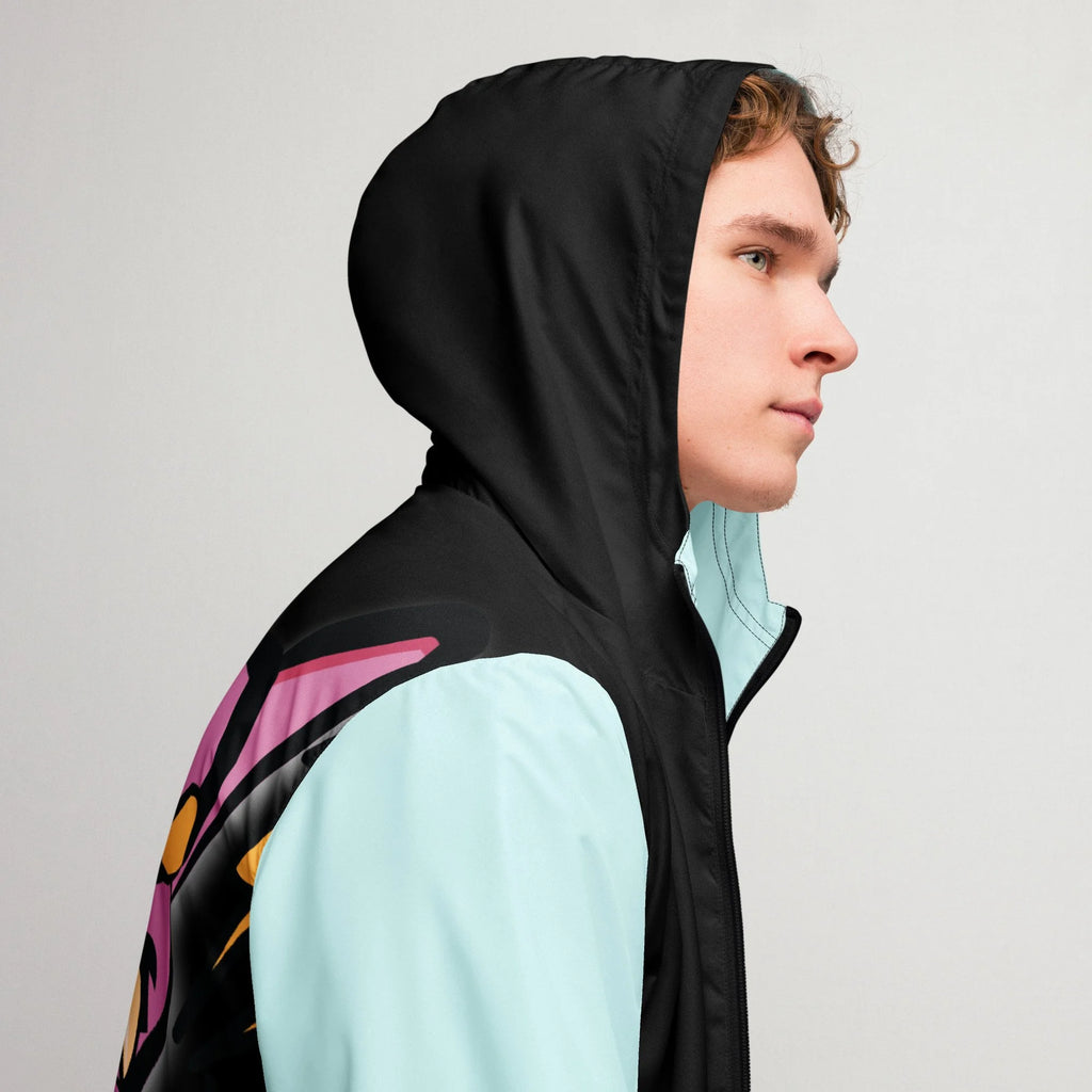 Sendy hooded windbreaker, black, right view
