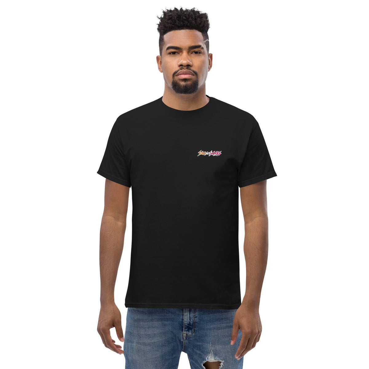 Send It Snacks logo unisex tee, black, front view