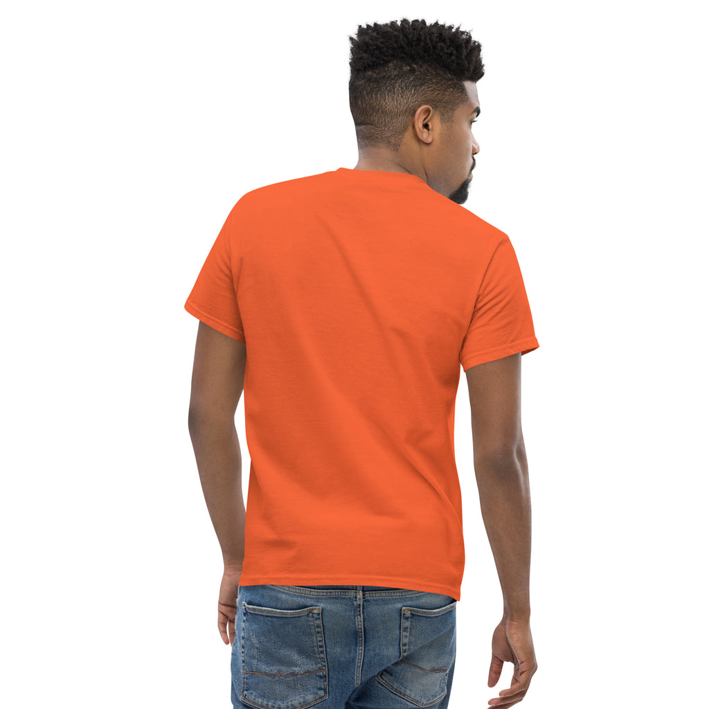 Send It Snacks logo unisex tee, orange, back view