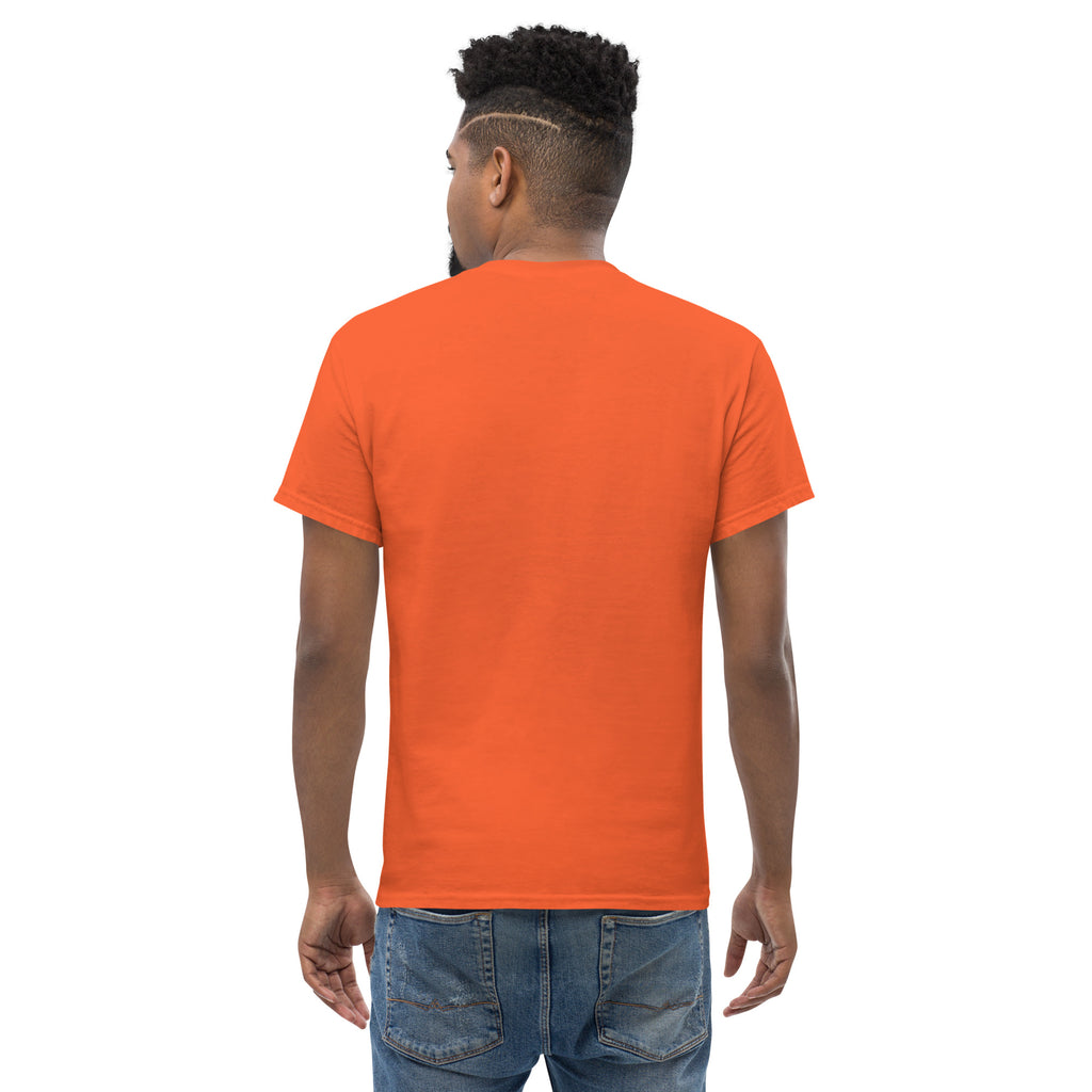 Send It Snacks logo unisex tee, orange, back view