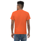 Send It Snacks logo unisex tee, orange, back view