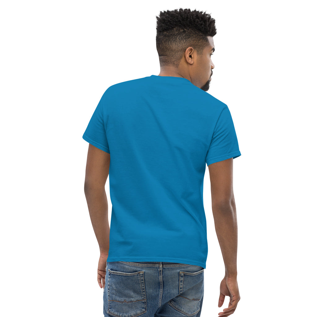 Send It Snacks logo unisex tee, sapphire, back view