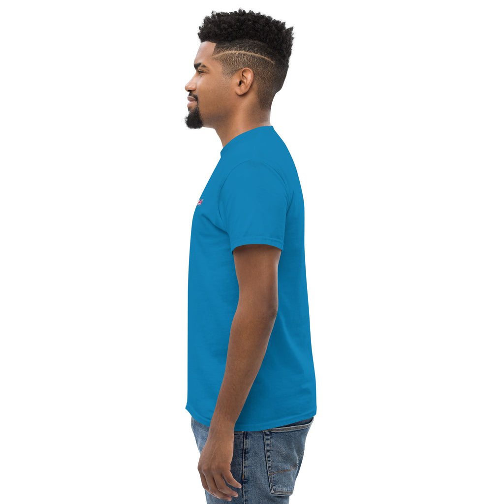 Send It Snacks logo unisex tee, sapphire, left view