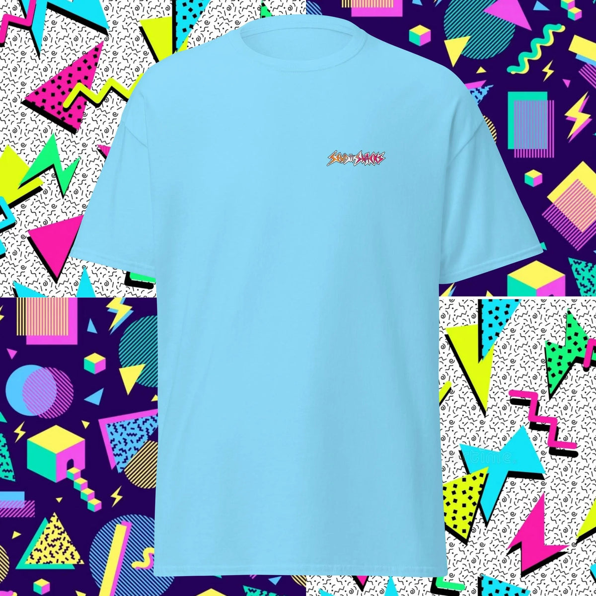 Send It logo unisex classic tee, sky, front view