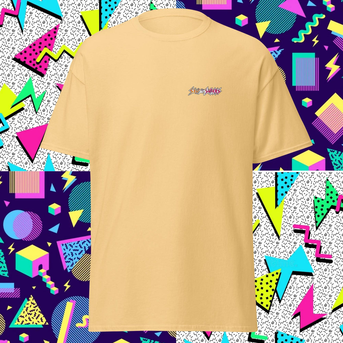 Send It logo unisex classic tee, yellow haze, front view