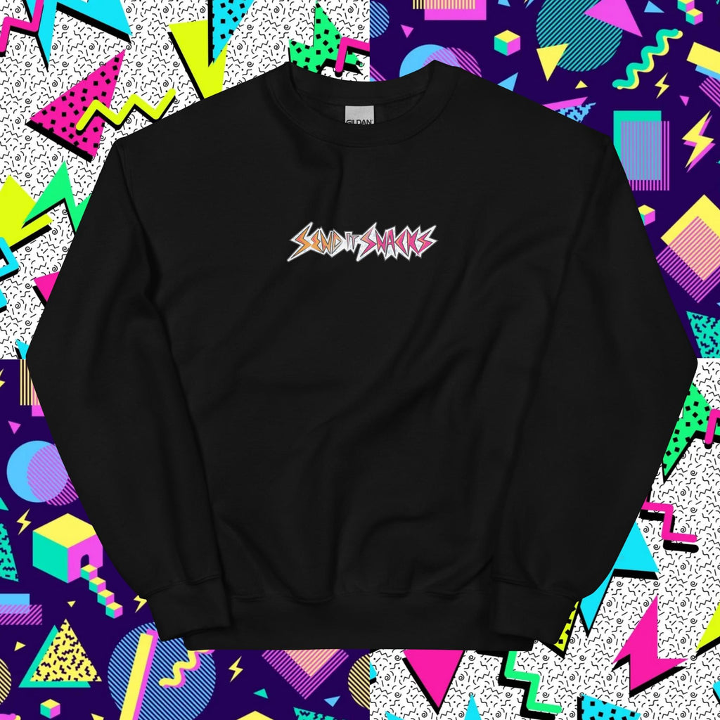 Send It Snacks unisex crewneck sweatshirt, black, front view