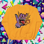 Send It Snacks unisex crewneck sweatshirt, gold, back view