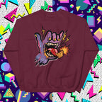 Send It Snacks unisex crewneck sweatshirt, maroon, back view