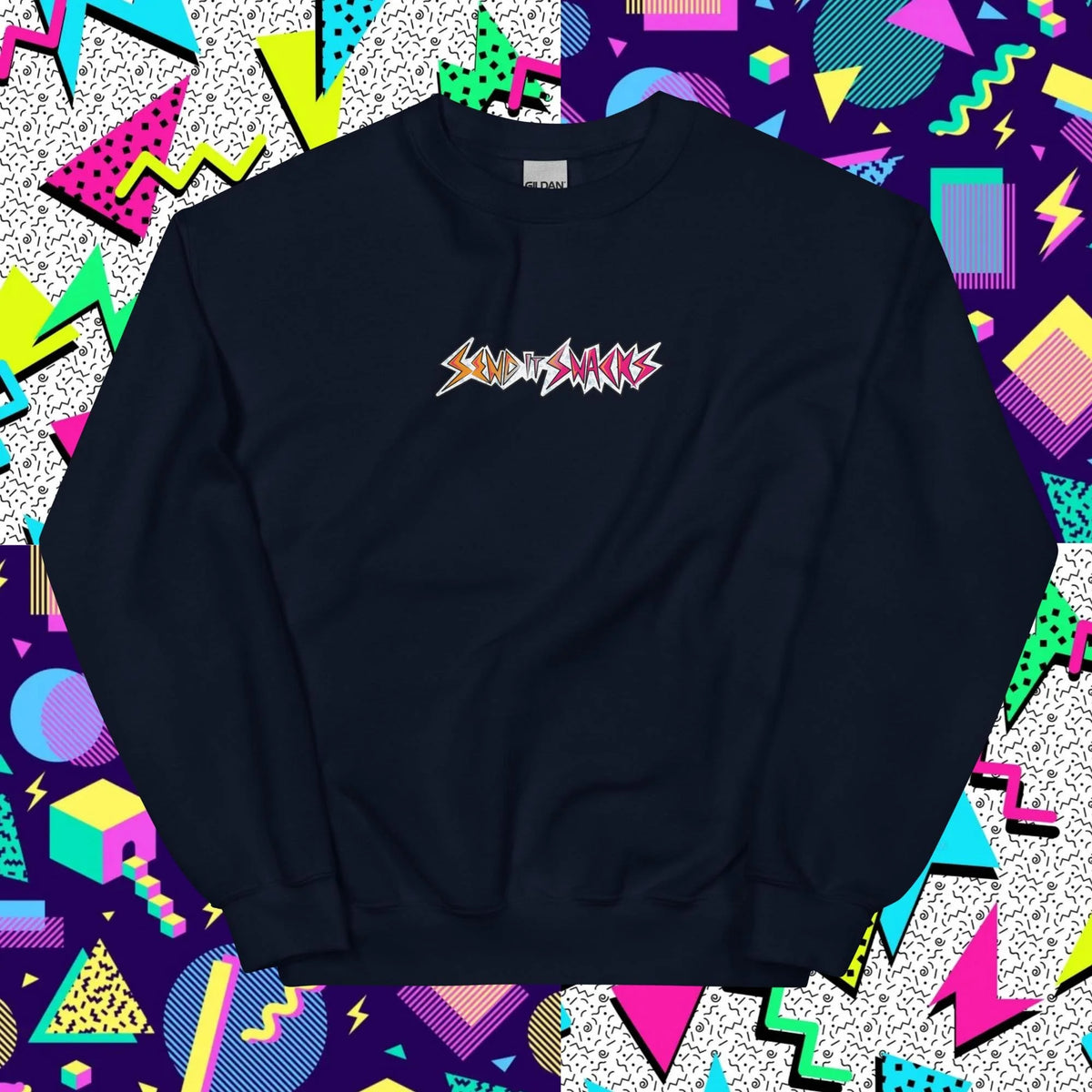 Send It Snacks unisex crewneck sweatshirt, navy, front view