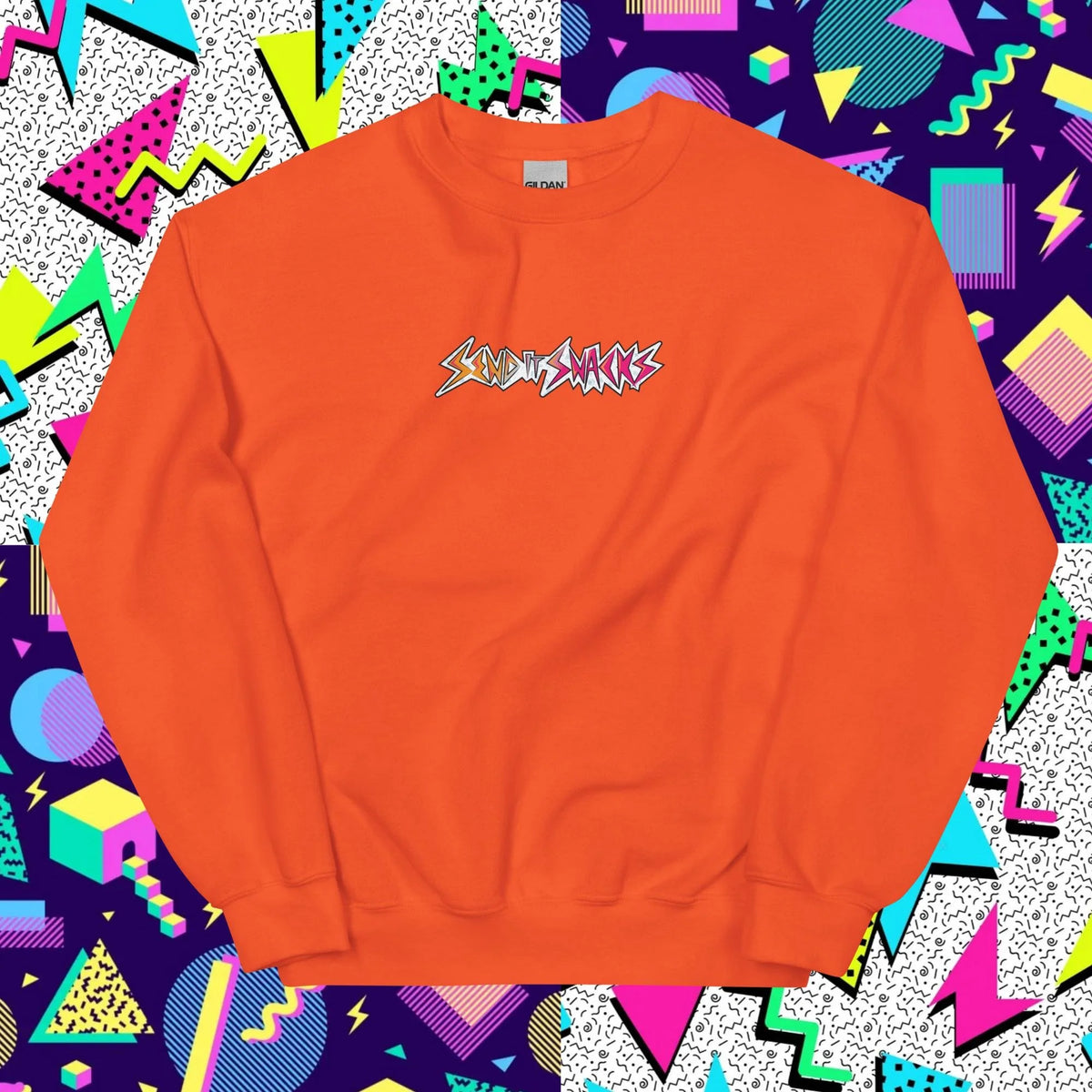 Send It Snacks unisex crewneck sweatshirt, orange, front view